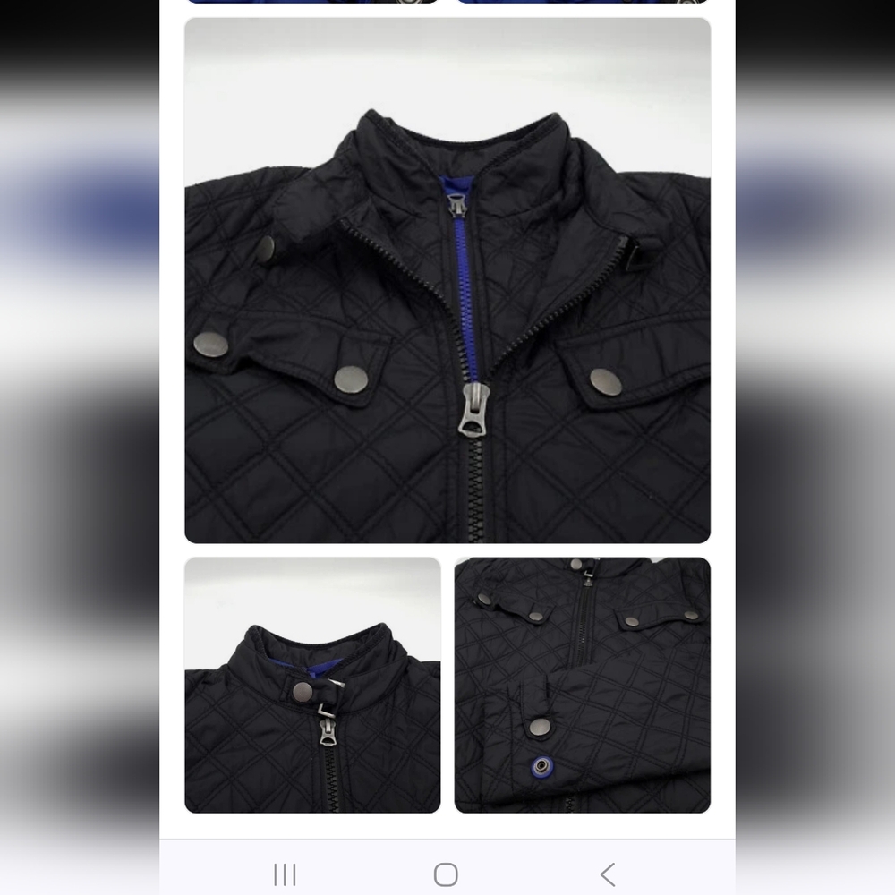 Black Quilted Jacket with Blue Lining